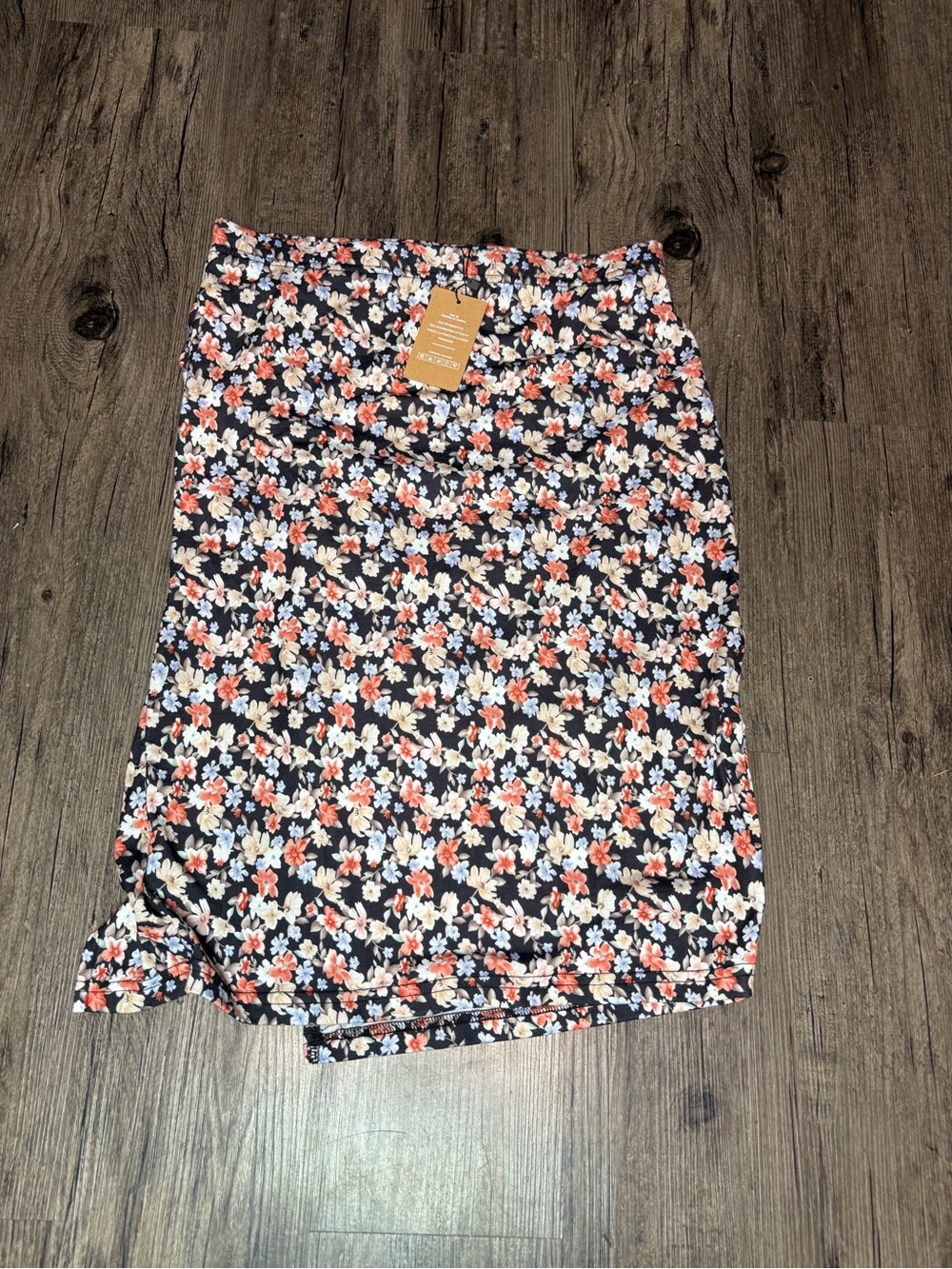 SHEIN X Frenchy Black Ditsy Floral Ruched Side-Slit Pencil Skirt Pull On Stretch - Picture 3 of 10